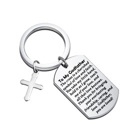 Godfather Bracelet Godfather Gifts from Godchild Baptism Gift Godfather Proposal Gifts Cross Charm Godfather Jewelry for Men (Keychain)