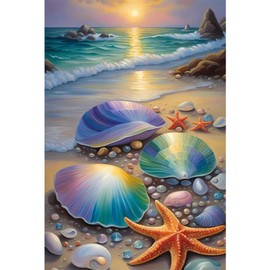 Qianbaiuk Adult diamond painting, beach diamond painting, adult diamond painting for gift and home wall decoration (12 x 16 inches)