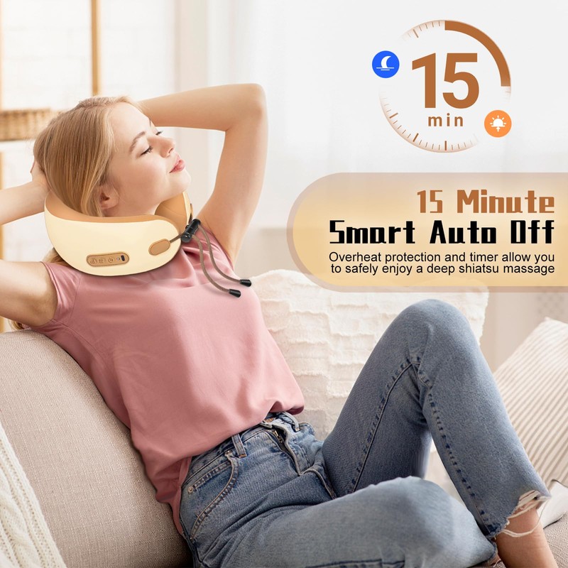 Neck Pillow with Heat and Massage, Rechargeable 3D Kneading Massage