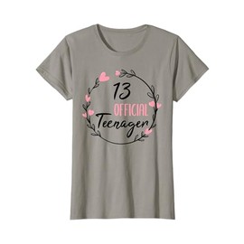 13th Birthday Girl 13 Years Teenager Birthday Gift T-Shirt, gray