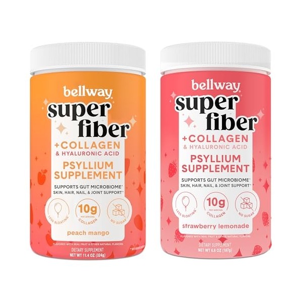 Bellway Super Fiber Powder + Collagen, Sugar-Free Psyllium Husk Powder