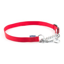 Ancol Heritage Nylon & Chain Check Collar Red 55 - 75cm Sz 7-10