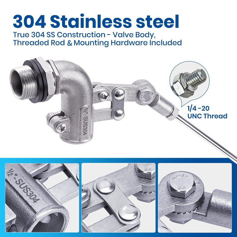1/2 Inch Stainless Steel Float Valve – Heavy Duty 304