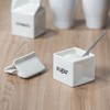Ceramic Sugar and Creamer Set, Milk Carton Shaped White Cream