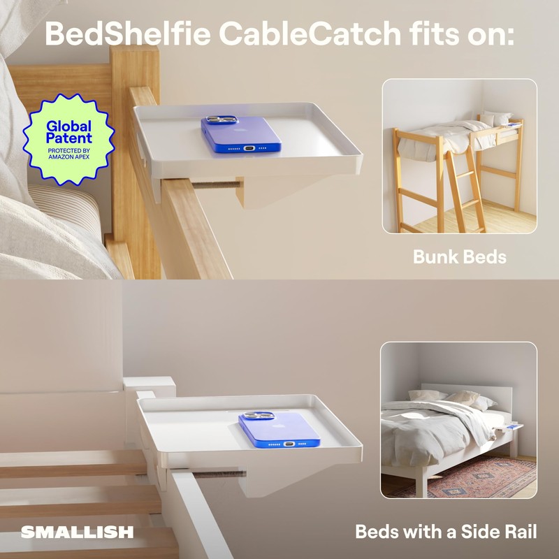 BedShelfie Bedside Shelf for Dorm Room Bunk Bed & Top