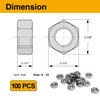 Mrosnail 100PCS SAE 6-32 Hex Nuts Assortment Kit, 304 Stainless
