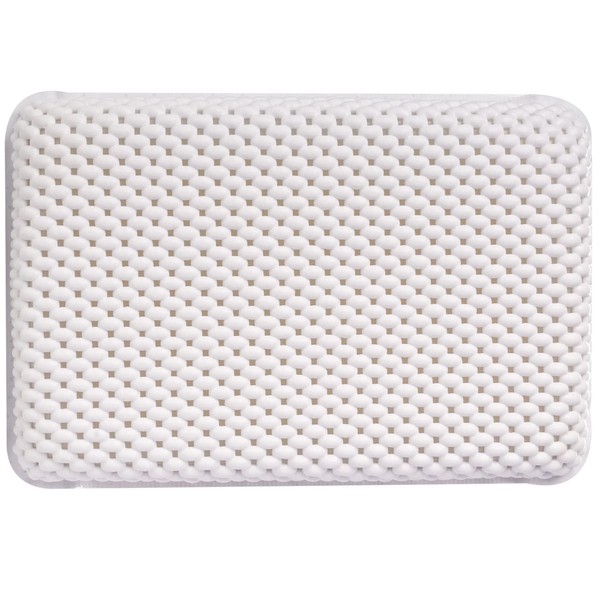 OSVINO Bath Pillow Thick Comfy Drainage for Jetted Tub Spa Cushion with 8 Suction Cups, White, 7.5"x11.5"x2"