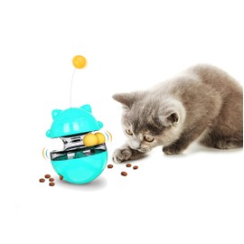 SUJAYU Cat Toy Funny Tumbler Interactive Ball, Treat Dispenser Automatic No-Electronic Move, More Exercise for Indoor Cats Kittens, Cat Self-Play IQ Traning Treat Toy Ball, Blue
