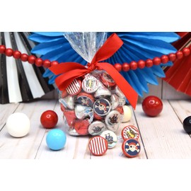 Pirate Treasure Map Birthday Kiss Sticker Labels for Kids, 300 Party Circle Sticker sized 0.75” for Chocolate Drop Kisses by AmandaCreation, Great for Party Favors, Treats, Envelope Seals & Goodie Bags