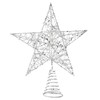 DERAYEE Christmas Star Tree Topper, Xmas Silver Glittered Treetop Metal