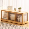 ZHUMUJIAJU Bamboo Shoe Storage Bench with Acrylic Panels for Entryway
