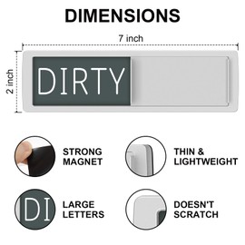 YauYik Dishwasher Magnet Clean Dirty Sign Shutter Only Changes When You Push It Non-Scratching Strong Magnet or Adhesive Options Indicator Tells Whether Dishes are Clean or Dirty (White/Grey)