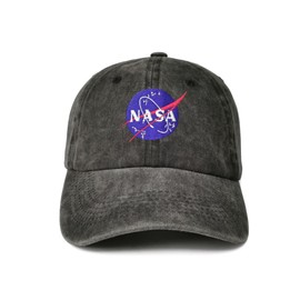 Enodtter Embroidered Baseball Caps for Men and Women, Nasa (Washed Black), One Size