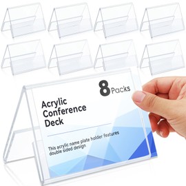Name Badges Table Stand for 100 x 73 mm, Pack of 8 Name Badges Acrylic Roof Stands, Table Signs Reusable, Name Badges Table, Table Name Tags for Conference Room