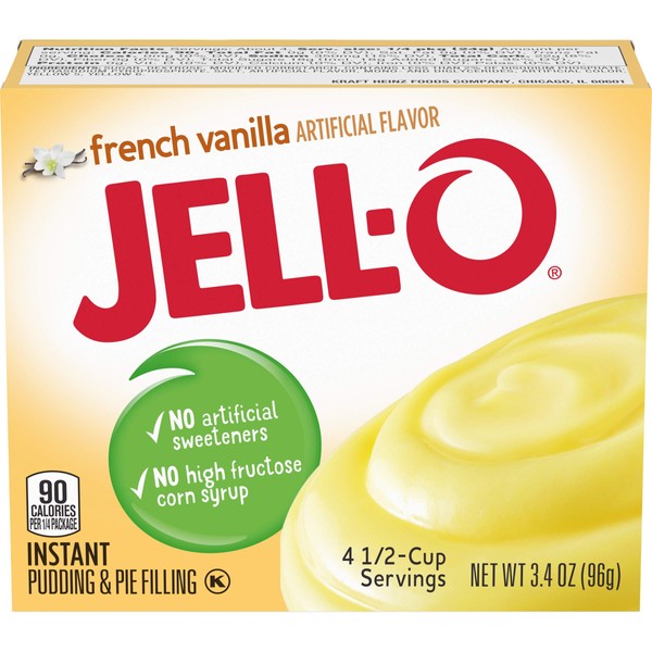 Jell-O Instant Pudding & Pie Filling, French Vanilla, 3.4-Ounce Boxes (Pack of 24)