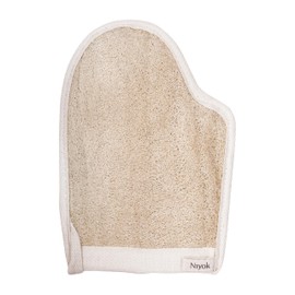 Niyok® Massage glove made of loofah and cotton, gentle cleansing and massage for body and face, natural exfoliating glove, body scrub glove, shower glove for body peeling