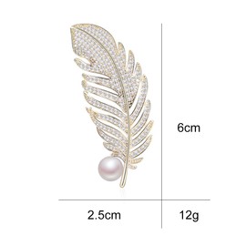 Feather Brooch Pin Corsage, Sweater Dress Shawl Elegant Jewelry Accessory Decor for Wedding Birthday Party Christmas Gift (Style 2)