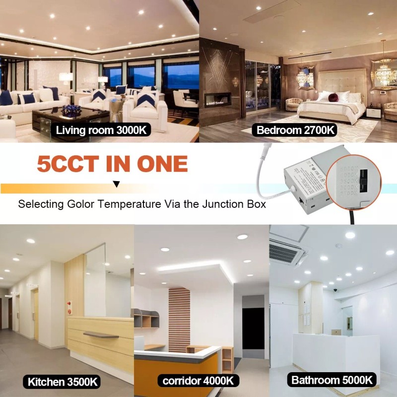 VOLISUN 6 Inch 13W 5CCT Ultra-Thin LED Recessed Ceiling Light