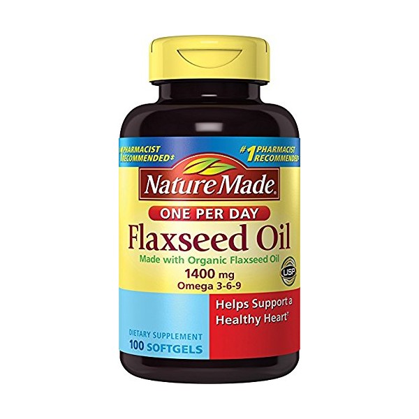 Nature Made Organic Flaxseed Oil 1400 mg 700mg Omega 3 100 Liquid Softgels 3 PACK