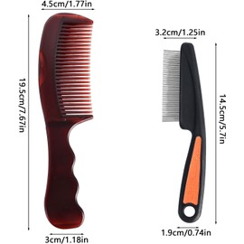 Energy Massage Dandruff Remover Scalp Comb, 2Pcs Dandruff Fine Tooth Red Scalp Detox combs, Fine Tooth Remover and Relief Comb with Hollow Tooth Hairbrush