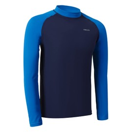 H.MILES Men Long Sleeve Rashguard Baselayer UPF 50+ Rash Vest Quick Dry Swimming Tops for Surfing Snorkeling Diving, Dark Navy, S