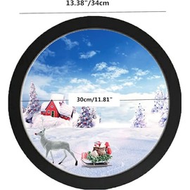 alblinsy Round Photo Frame Wooden Wall Hanging Picture Frames for Home Office Wall Decor (Gold, 12 inch)