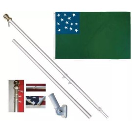 Trade Winds Green Mountain Boys 3 x 5 FT Flag + 6 Ft Silver Tangle Free Pole + Bracket