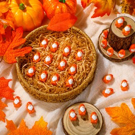 Yaomiao 50 Pcs Fall Mini Gnomes Figurine Resin Miniature Maple Leaf Gnomes Statues Table Decor for Harvest Fall Autumn Thanksgiving Day Tiny Indoor Outdoor Garden Plant Pots