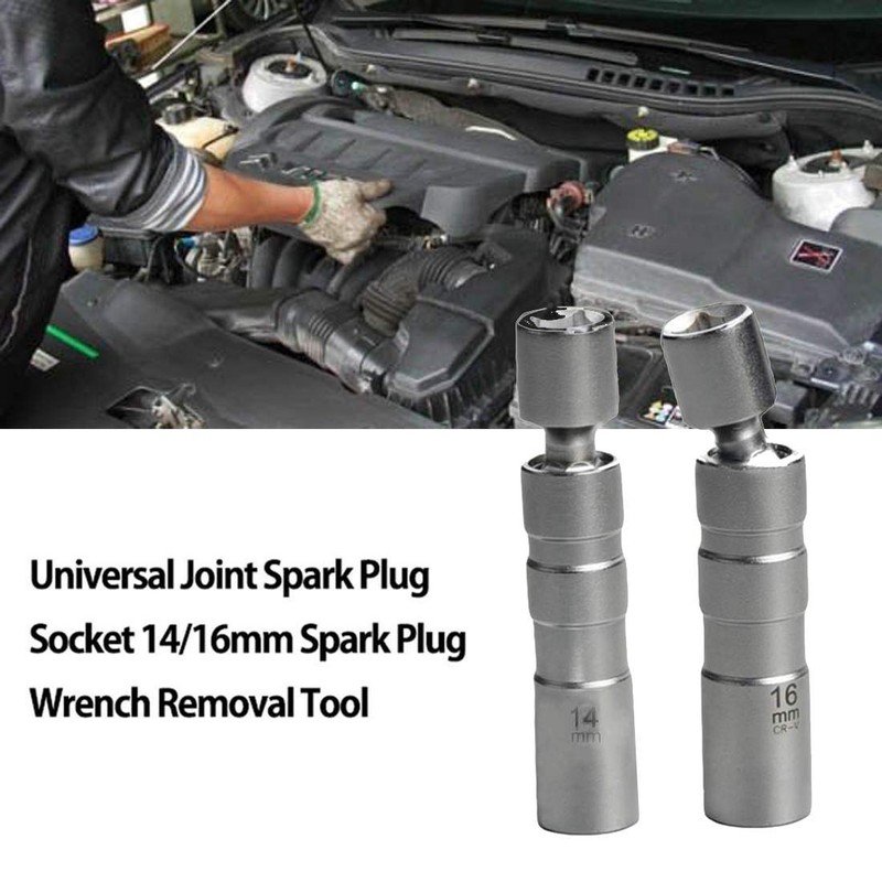 QISF 2Pcs Thin Wall Spark Plug Socket Universal Joint Magnetic