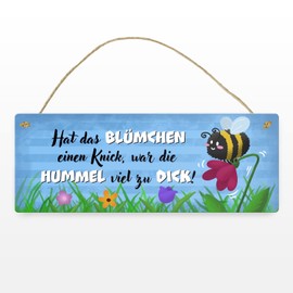 Thick Bumble Bee on Flower Meadow Metal Sign L 10.5 x 28 cm with Saying