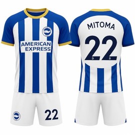 Kaoru Mitoma Kaoru Brighton Soccer Uniforms Japan National Team Home Number 22 Replica Soccer Uniforms for Kids Juniors Tokicks Original Product (L, Home)