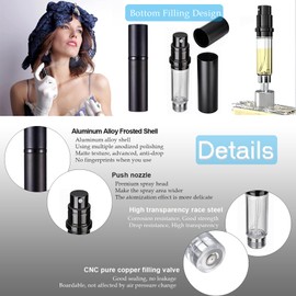 POTWPOT POTWPOT Refillable Travel Perfume Atomizer, 4 Pack Travel Perfume Atomiser Refillable Perfume Bottle for Men and Women with 5ml Pocket Size (Black & Blue & Grey & Silver)