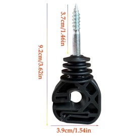 51buyoutgo 16 pcs Electric Fence Insulators Screw, Farm Wire Mesh Screw in Ring Insulators Post for Ropes, Wires and Strands Black