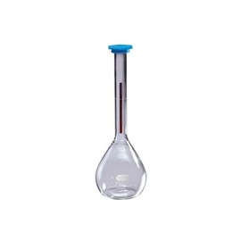 Corning Pyrex 5600-250 Borosilicate Glass 250mL +/- 0.1mL Flat Bottom Class A Lifetime Red Volumetric Flask, with Polyethylene Snap-Cap (Pack of 6)