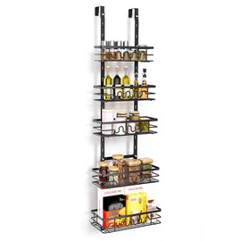 dainslef Over The Door Pantry Organizer, Pantry Organization and Storage, Hanging Basket Wall Spice Rack Seasoning Shelves, Multi-Tier Over The Door Organizer for Kitchen Bathroom