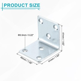 sourcing map 10 Pcs L Corner Bracket Corner Brace Metal Joint Right Angle Brackets Fastener with Screws for Wood Shelves, Silver, 1.62"x1.58"x1.62"