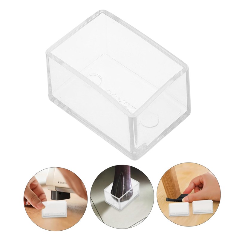 Outanaya 12 Pcs Transparent Chair Leg Caps Thickened Plastic Floor