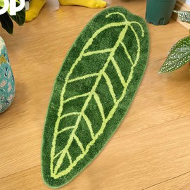 Sisher Monstera Leaf Rug Large Monstera Tufted Non Slip Mat Plant Bathroom Rug Kids Rug for Bedroom Fun Mat Cute Rug (Queen Anthurium 46"X18")