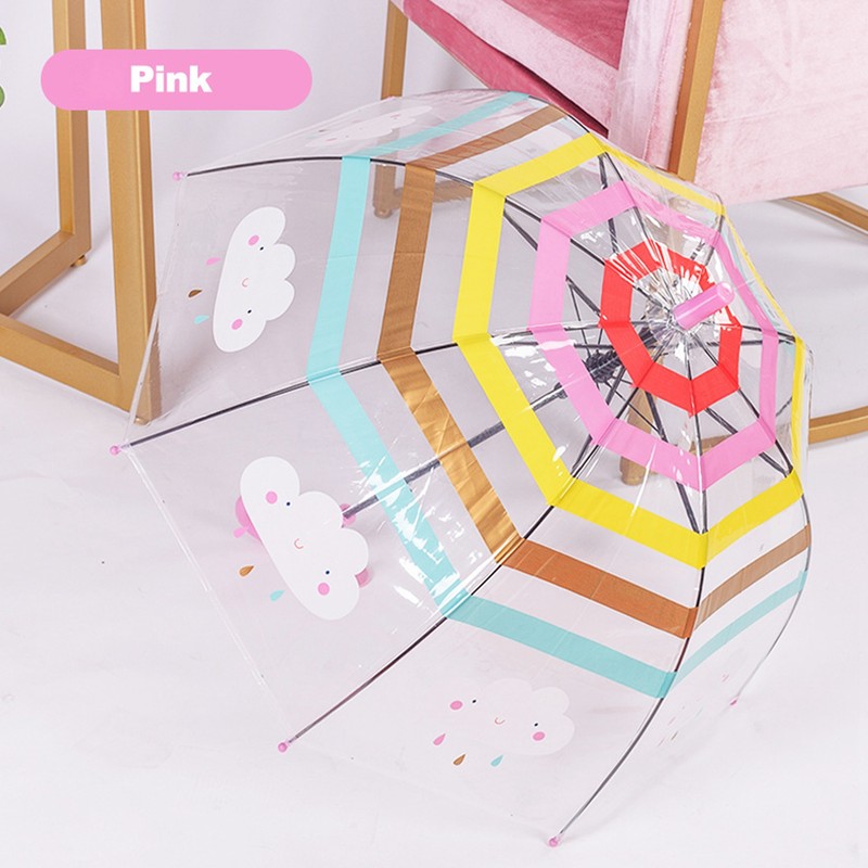 Transparent Umbrella Cartoon Long Handle Umbrella For Children