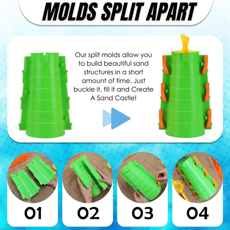 Liberty Imports Beach Builder Create-A-Sand Castle Building Kit for Kids