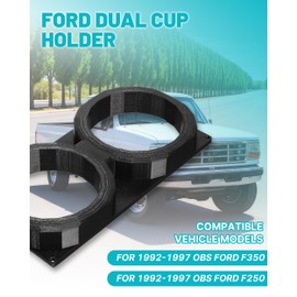 YAORISE Dual Cup Holder for 1992-1997 OBS Ford F150 F250 F350, Compatible with OBS Ford Accessories Center Console Cup Holder, Fit for 1992-1997 F-Series with 40/20/40 Seat Setup