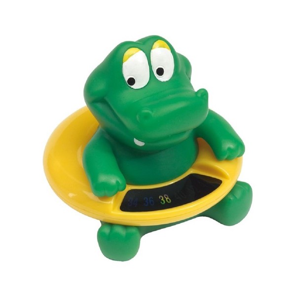 Bade-Thermometer - Krokodil mit Schwimmring - Temperaturanzeige erscheint durch Kontakt