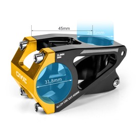 CXWXC Aluminum Alloy Bicycle Stem 31.8mm Clamp 45mm Rise for Mountain Bike Road Bike BMX MTB (Gold)