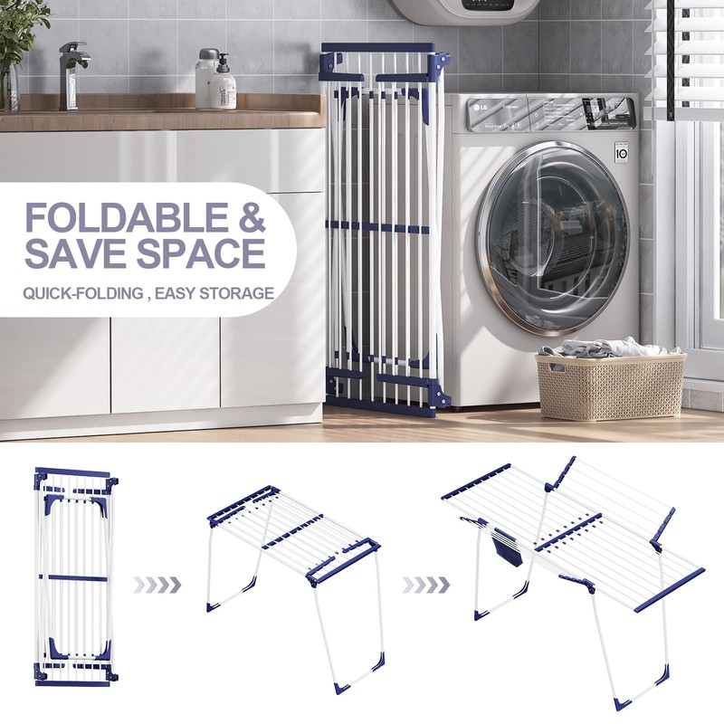 APEXCHASER Clothes Drying Rack, Foldable Gullwing Laundry Rack for Indoor
