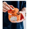 Ceramic Japanese Lucky Cat Sugar Bowl Salt Storage Jar with