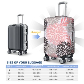 Lukbfall Grey Pink Daisy Floral Luggage Suitcase Covers Elastic Washable Chrysanthemum Flowers Luggage Protector Travel Suitcase Protective Cover For Kid And Adult, M (Fit 22-24 Inch Luggage)