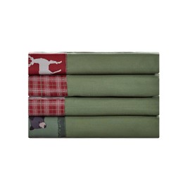 Sheets & Beyond Cabin Printed Super Soft Cotton Touch Microfiber 4 Piece Bedroom Sheet Set (Queen Size, Forest)