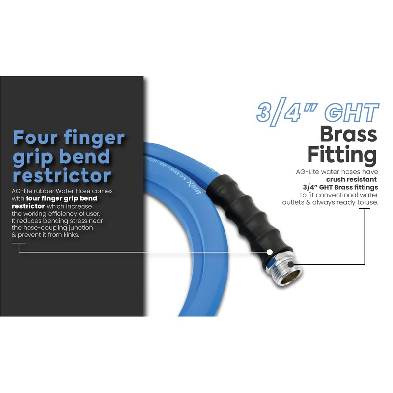AG-LITE BSAL3406 3/4" x 06' Hot/Cold Water Rubber Garden Hose,