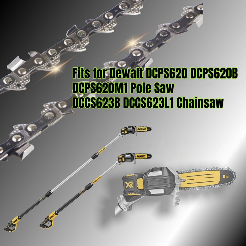 (2 Pack) 8 Inch Pole Saw Chain, 3/8" LP Pitch