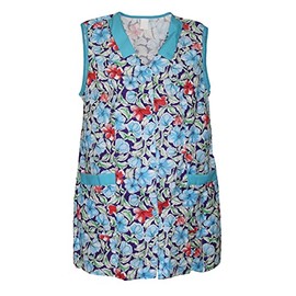 Schuerzenfabrik 7/8 Tunic Short Apron Sleeveless Cotton Colourful Flowers, model 1